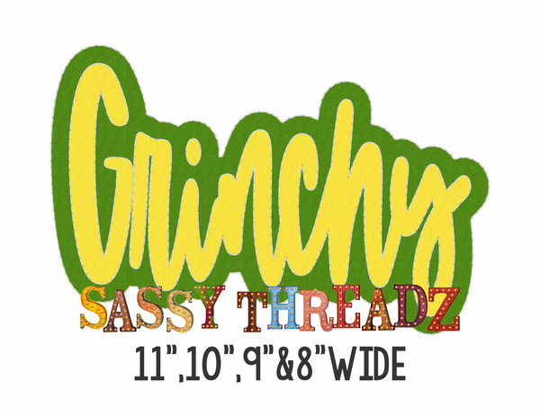 Grinchy Bean Stitch Script Double Stacked Embroidery Download