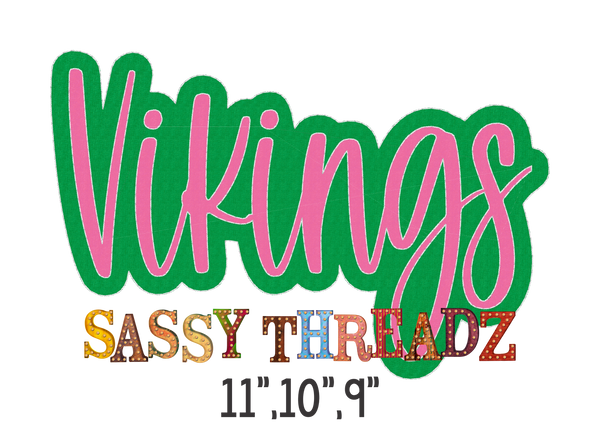 Vikings Bean Stitch Script Stacked Embroidery Download - Sassy Threadz