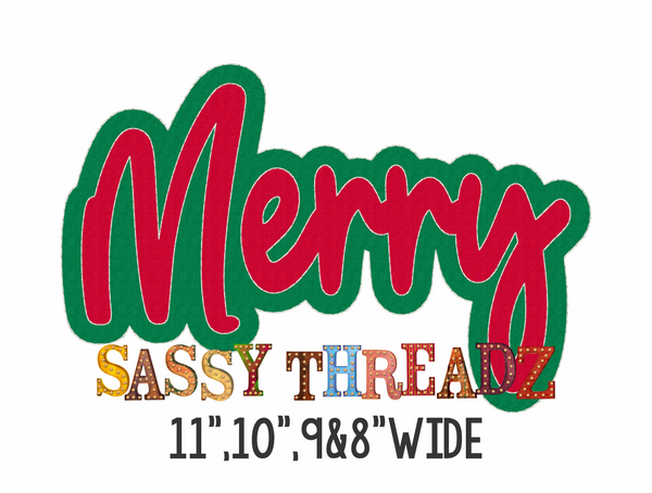 Merry Bean Stitch Script Double Stacked Embroidery Download