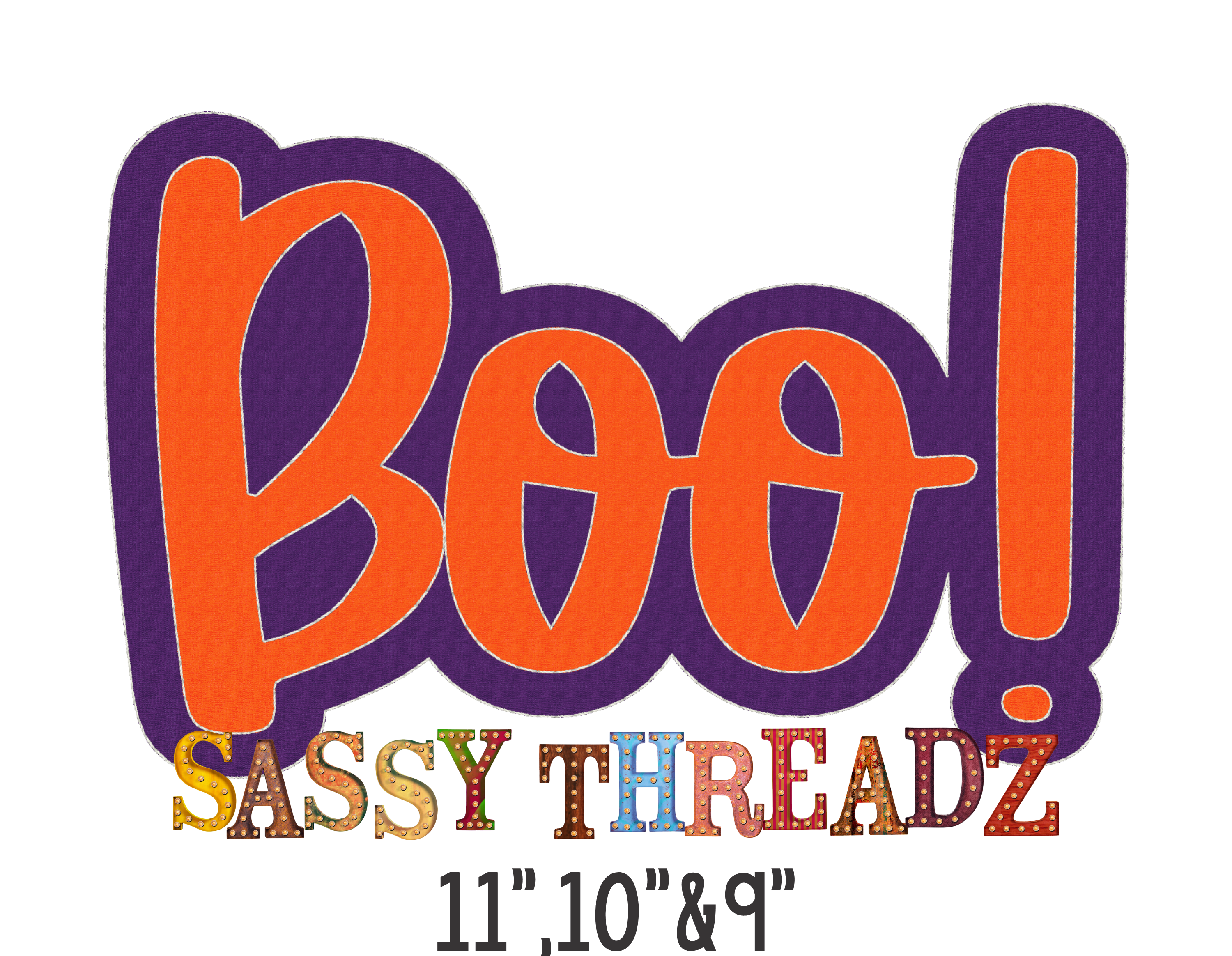 Boo Bean Stitch Script Stacked Embroidery Download
