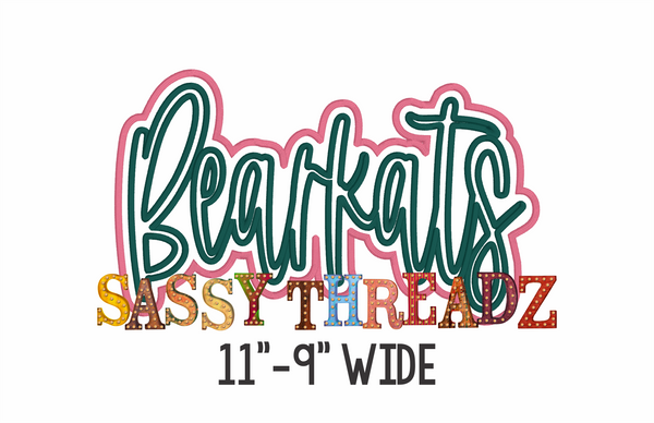 Bearkats Satin Stitch Script Stacked Embroidery Download