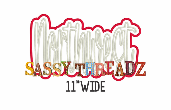 Northwest Satin Stitch Script Stacked Embroidery Download