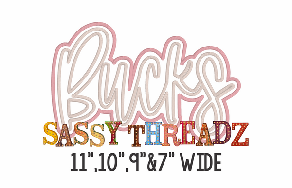 Bucks Satin Stitch Script Stacked Embroidery Download