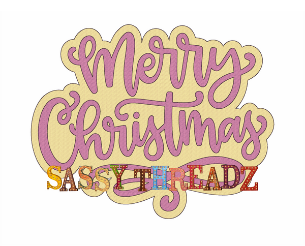 Fancy Embellished Merry Double Stacked Bean Stitch Script Cursive Applique Embroidery Download