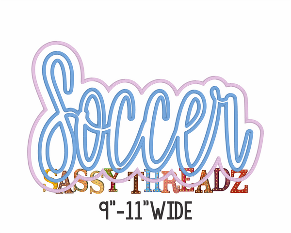 Soccer Double Stacked Script Satin Stitch Embroidery Download
