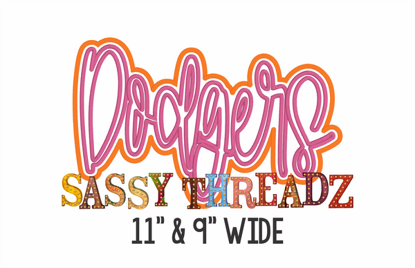 Dodgers Satin Stitch Script Stacked Embroidery Download
