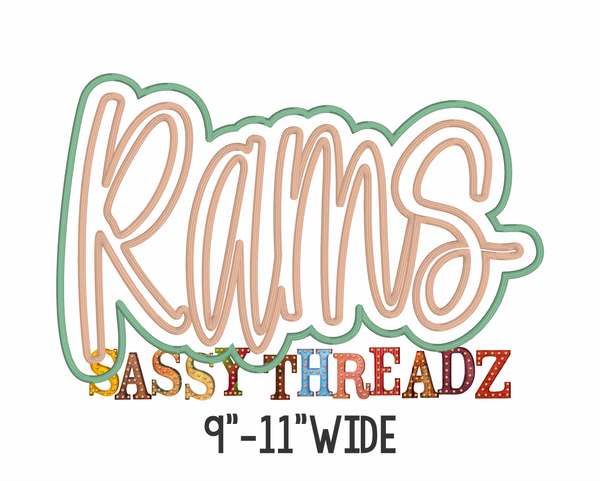 Rams Satin Stitch Script Stacked Embroidery Download