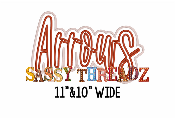 Arrows Satin Stitch Script Stacked Embroidery Download