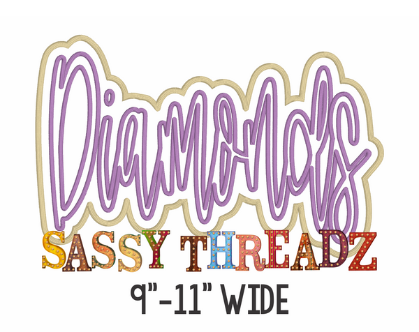 DiamondsSatin Stitch Script Stacked Embroidery Download