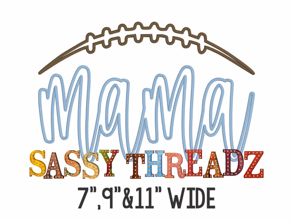 Football Mama Stitch Script Stacked Embroidery Download