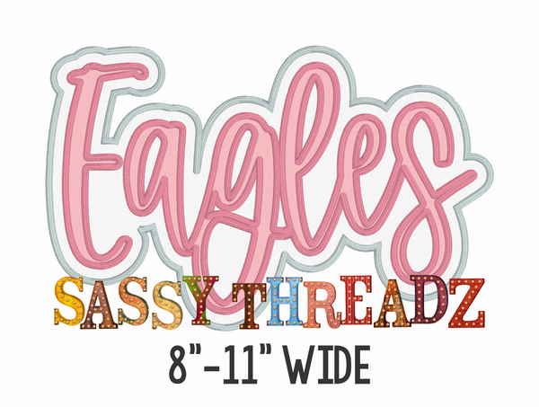 Eagles Satin Stitch Script Stacked Embroidery Download