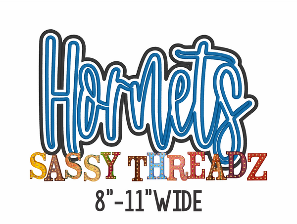 Hornets Satin Stitch Script Stacked Embroidery Download