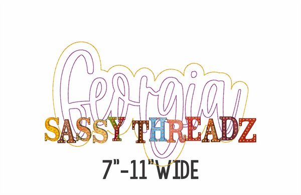 Georgia Bean Stitch Script Stacked Embroidery Download