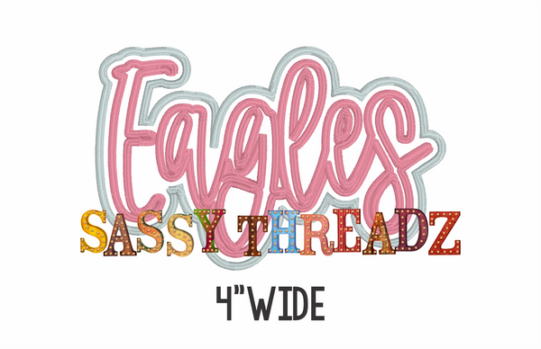 Hat Size Eagles Satin Stitch Script Stacked Embroidery Download - Sassy Threadz