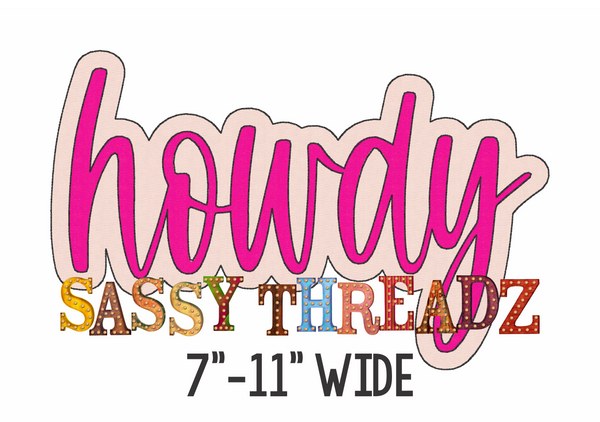 Howdy Bean Stitch Script Stacked Embroidery Download