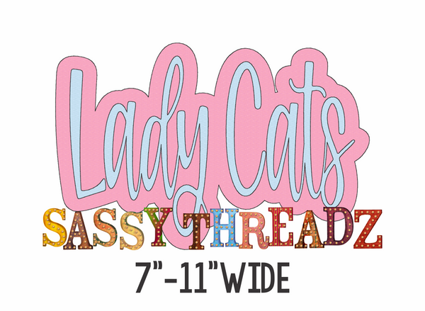 Lady Cats Bean Stitch Script Stacked Embroidery Download