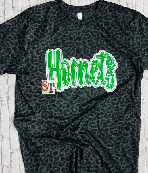 Bean Stitch Hornets Double Stacked Script Embroidery Download - Sassy Threadz