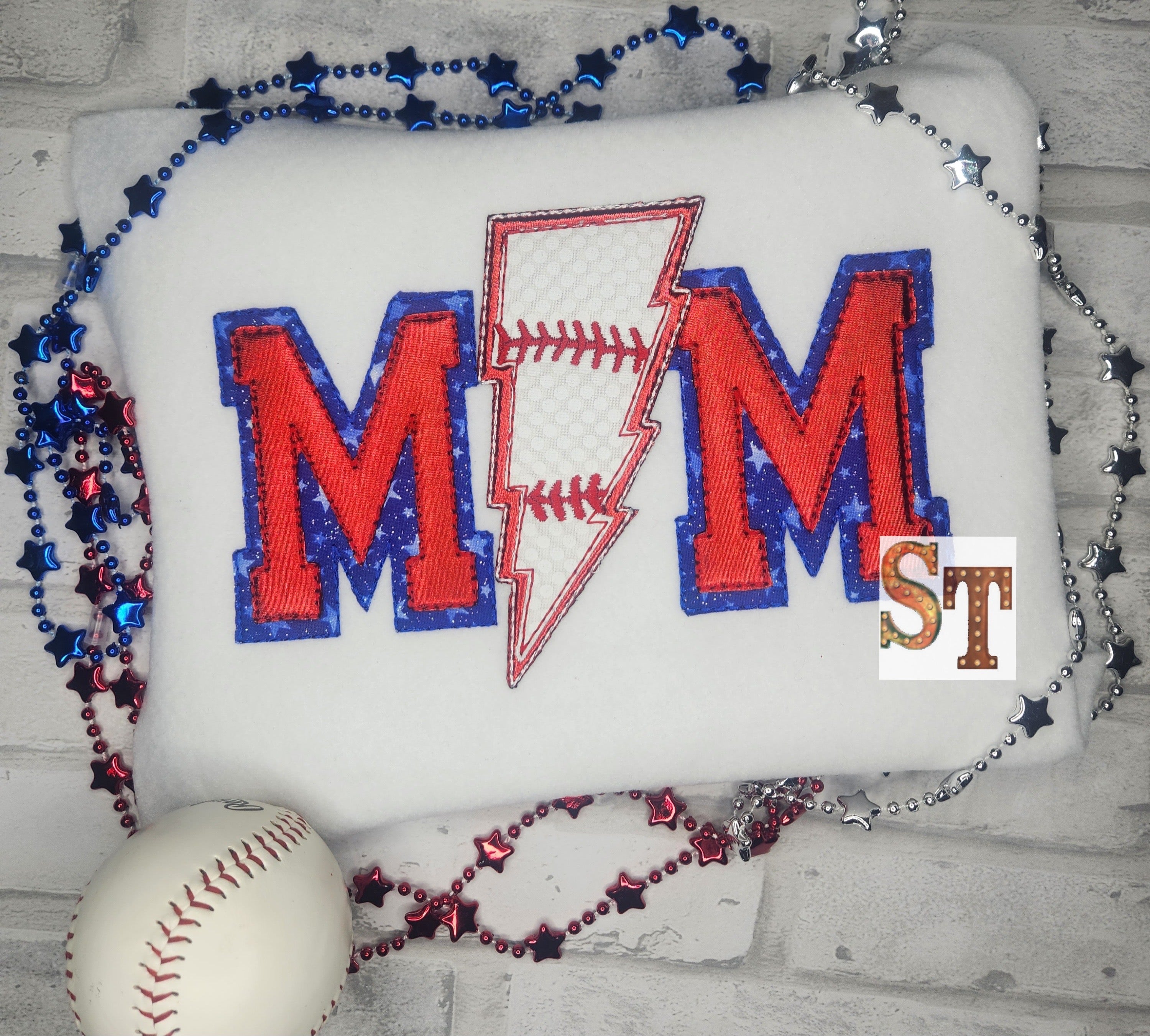 Mom Baseball Lightening Bolt Stacked Script Embroidery Download - Sassy Threadz