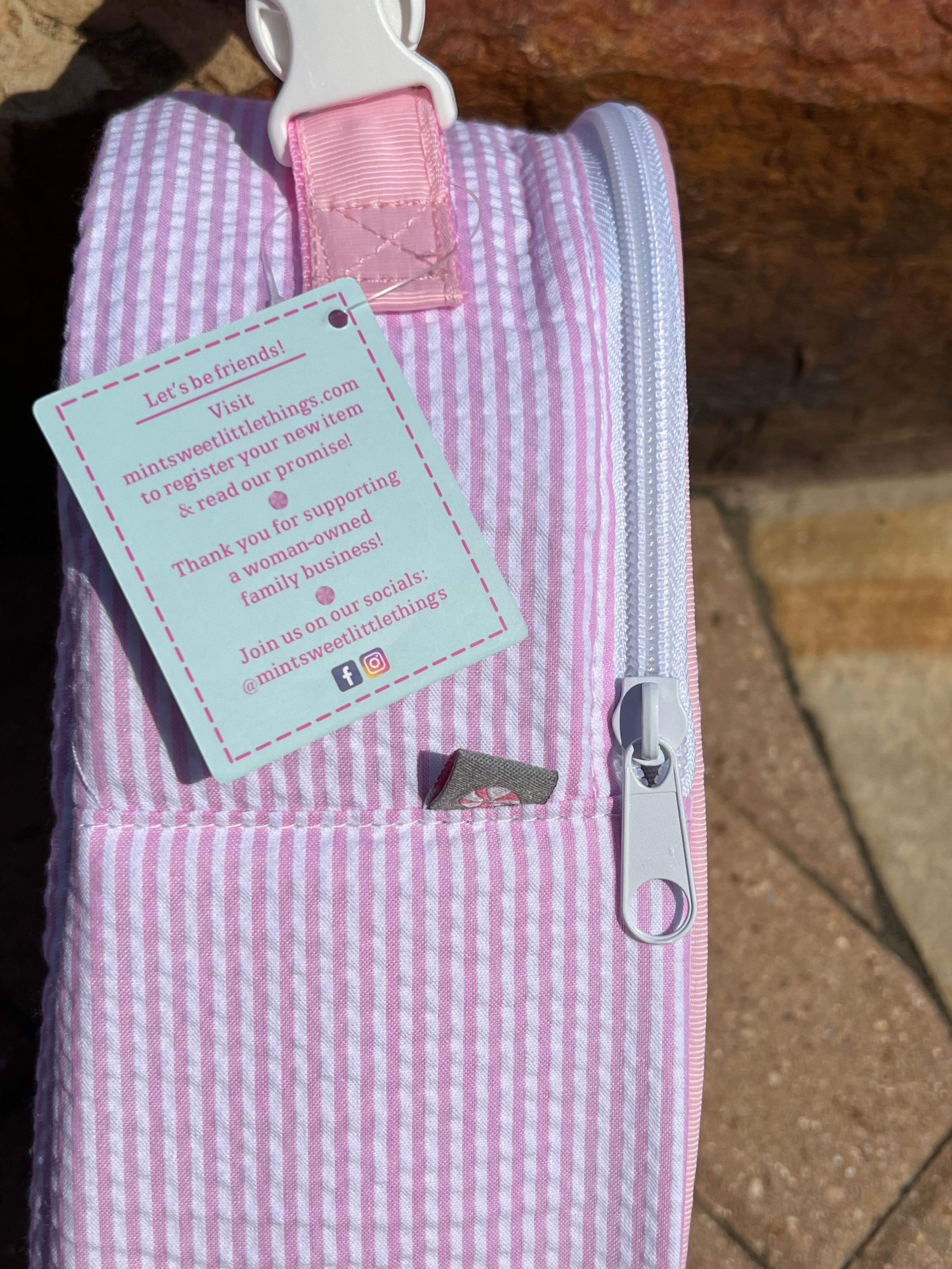 Pink Seersucker Backpack and Lunchbox Set - Sassy Threadz
