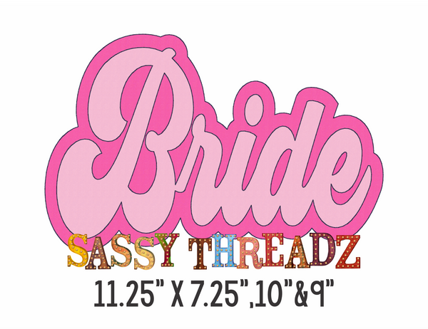 Retro Bride Script Double Stacked Embroidery Download - Sassy Threadz