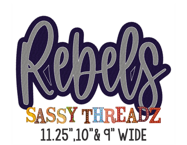 Rebels Double Stacked Script Embroidery Download - Sassy Threadz