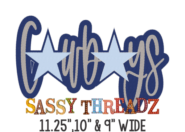 Cowboys Double Stacked Script Embroidery Download - Sassy Threadz