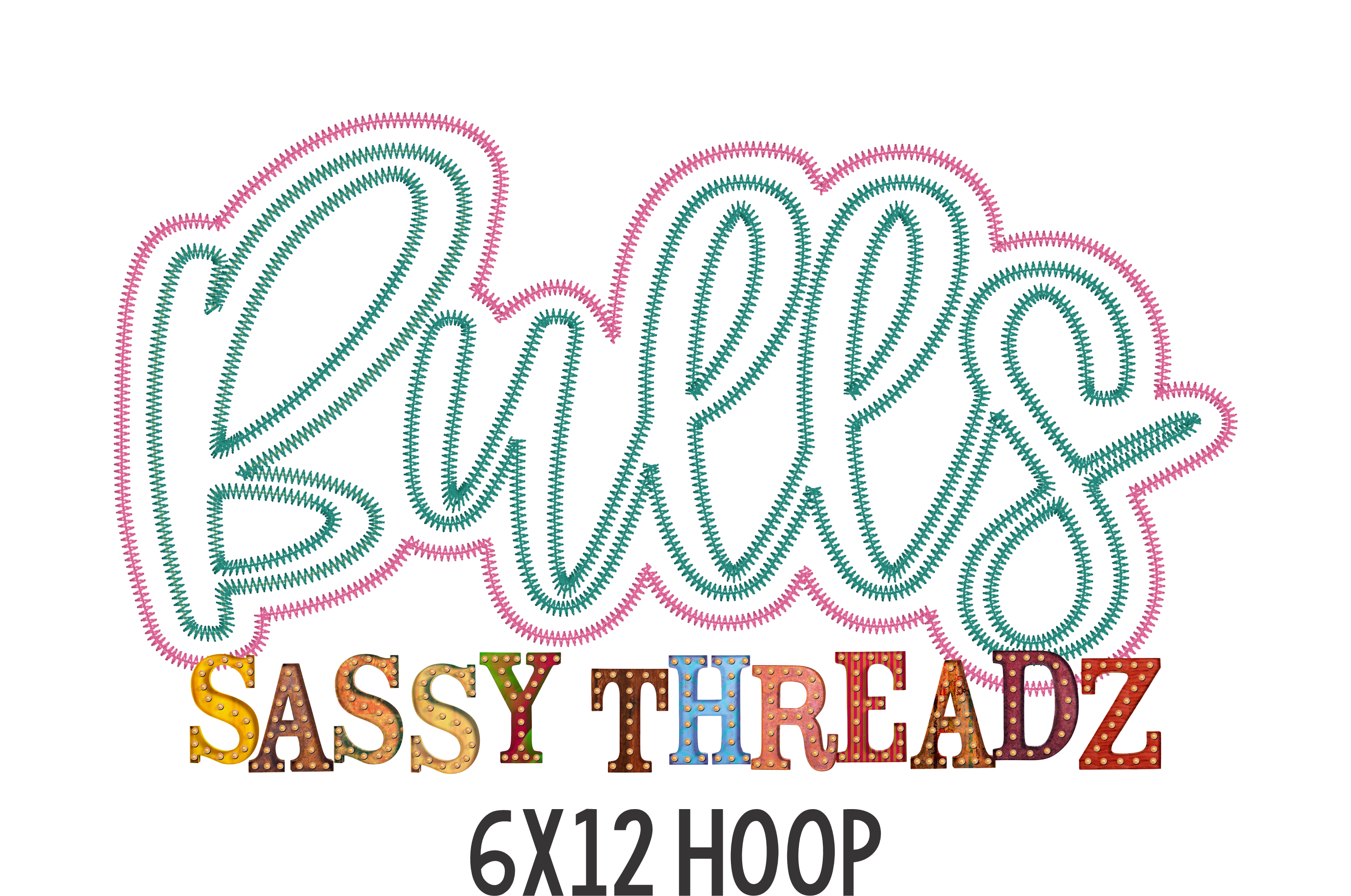 Bulls Zig Zag Script Stacked Embroidery Download - Sassy Threadz