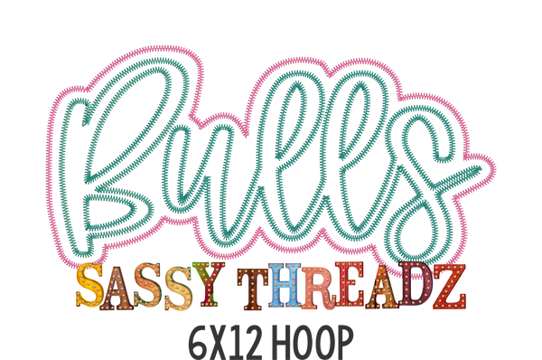 Bulls Zig Zag Script Stacked Embroidery Download - Sassy Threadz