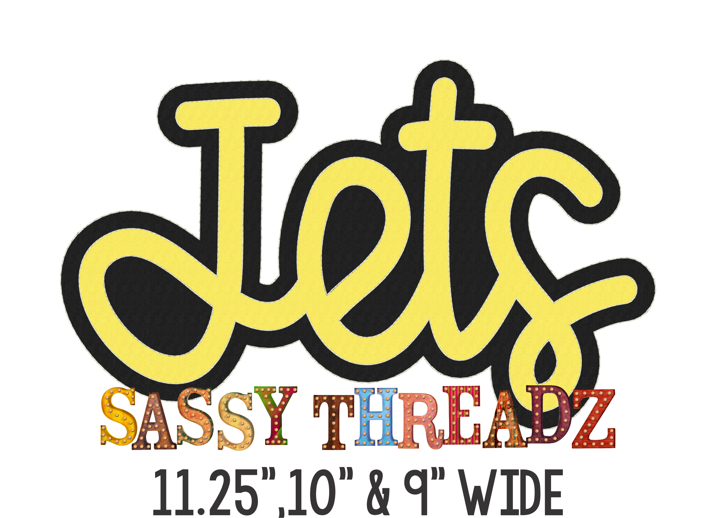Jets Double Stacked Script Embroidery Download - Sassy Threadz