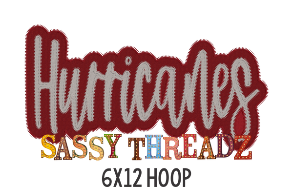Hurricanes Zig Zag Script Stacked Embroidery Download - Sassy Threadz