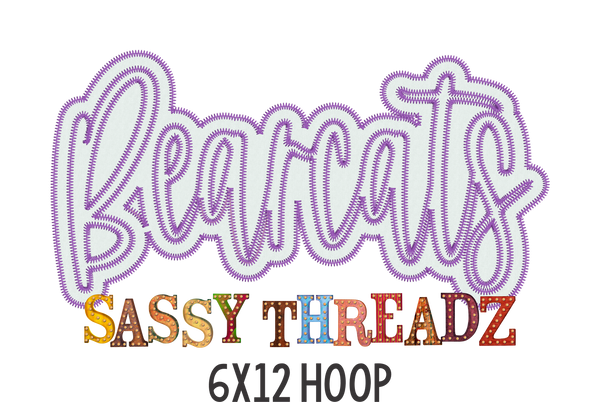 Bearcats Zig Zag Script Stacked Embroidery Download - Sassy Threadz