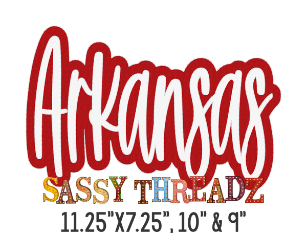 Arkansas Script Stacked Embroidery Download - Sassy Threadz