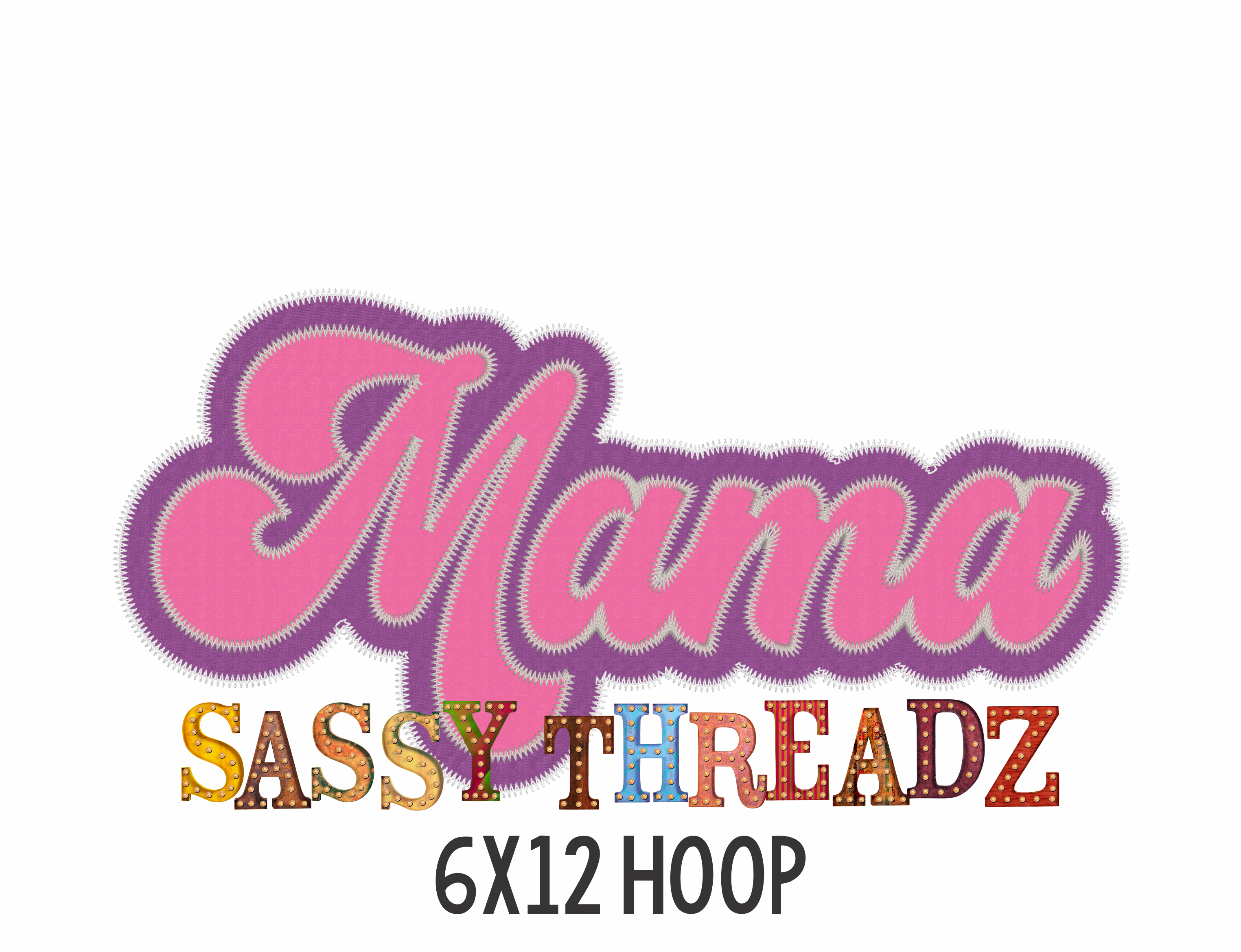 Retro Mama Zig Zag and Bean Stitch Script Stacked Embroidery Download - Sassy Threadz