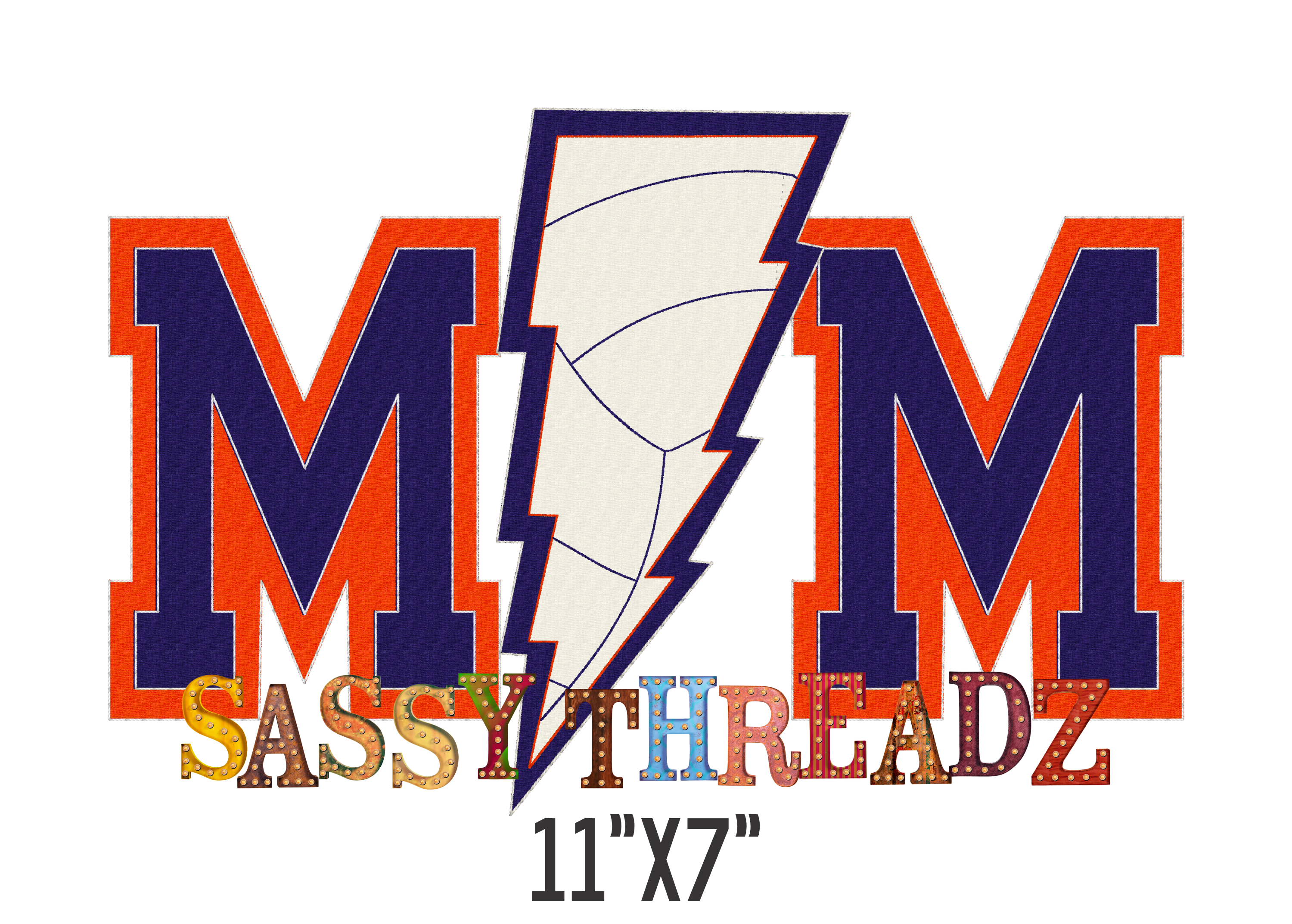 Volleyball Mom Lightening Bolt Double Stacked Embroidery Download