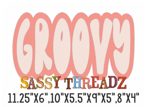 Groovy Retro Double Stacked Embroidery Download - Sassy Threadz