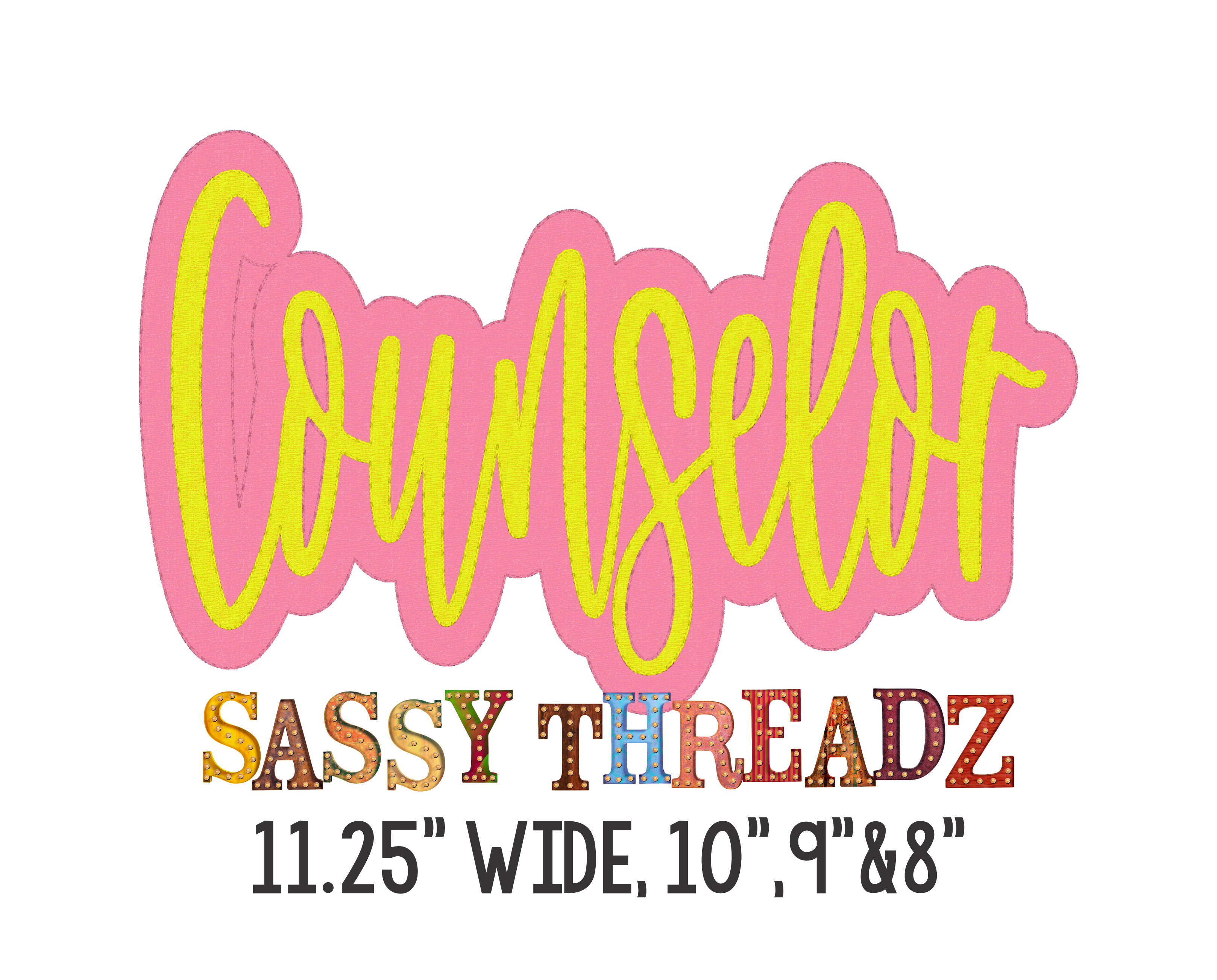 Counselor Double Stacked Script Embroidery Download - Sassy Threadz