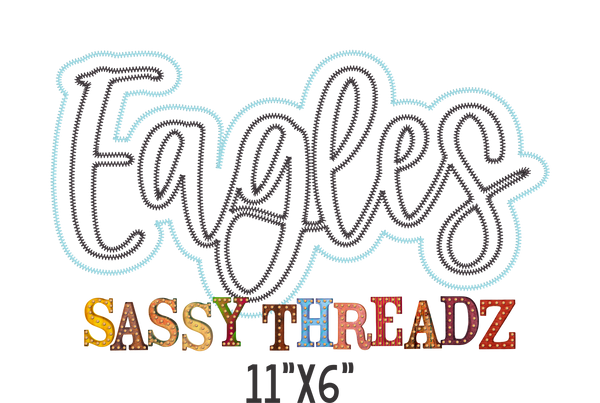 Eagles Zig Zag Script Stacked Embroidery Download - Sassy Threadz