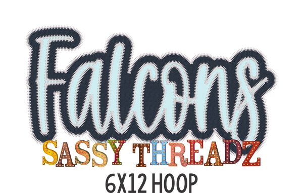 Falcons Zig Zag Script Stacked Embroidery Download - Sassy Threadz