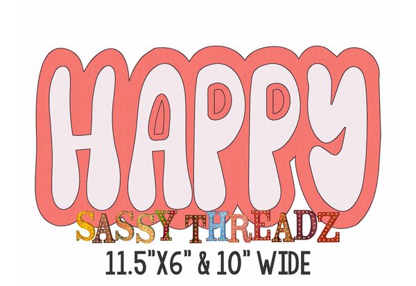 Retro Happy Double Stacked Embroidery Download - Sassy Threadz