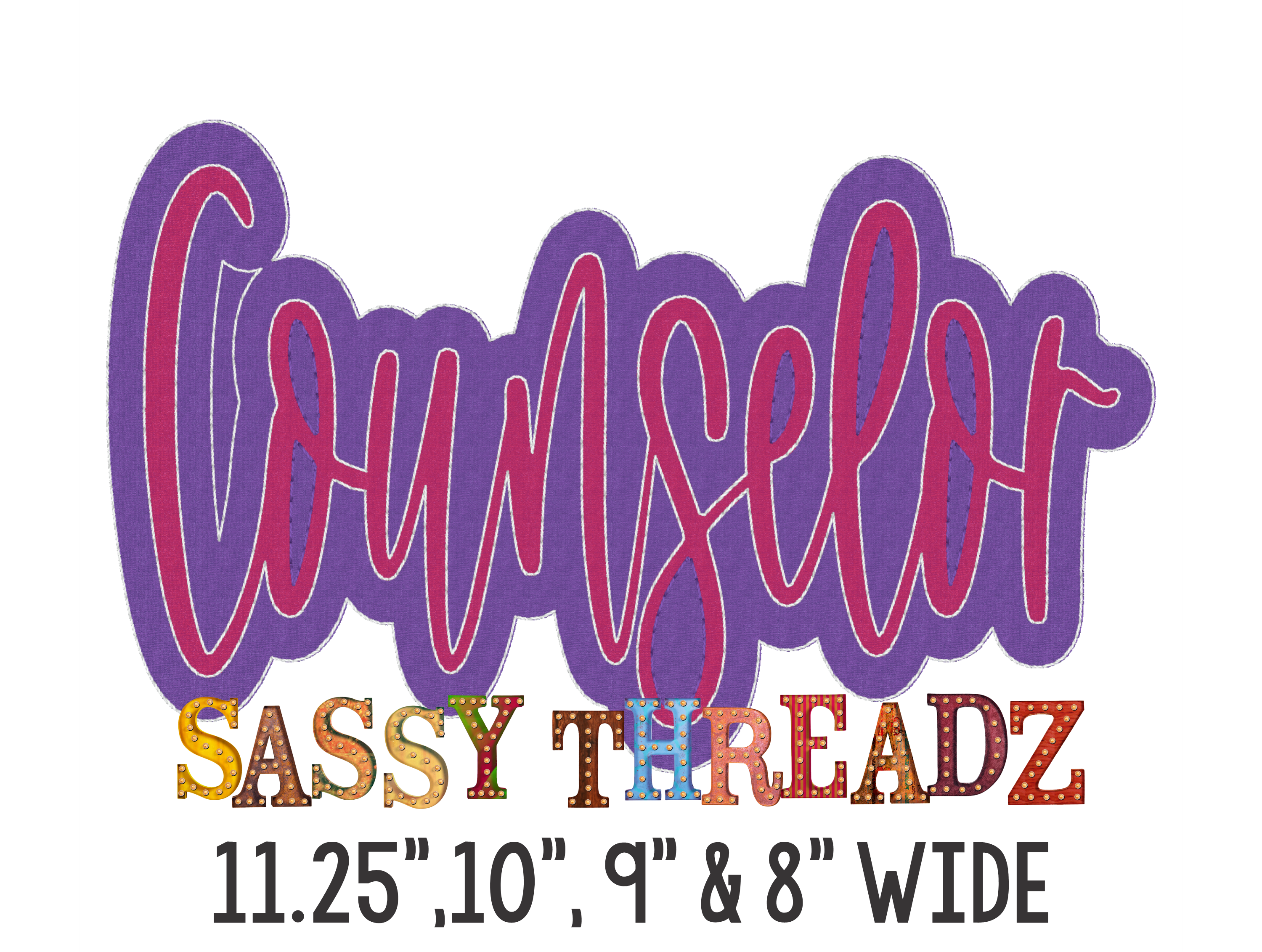 Counselor Double Stacked Script Embroidery Download - Sassy Threadz