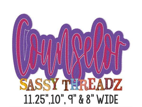 Counselor Double Stacked Script Embroidery Download - Sassy Threadz