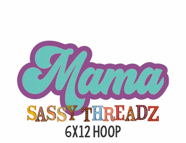 Retro Mama Zig Zag and Bean Stitch Script Stacked Embroidery Download - Sassy Threadz