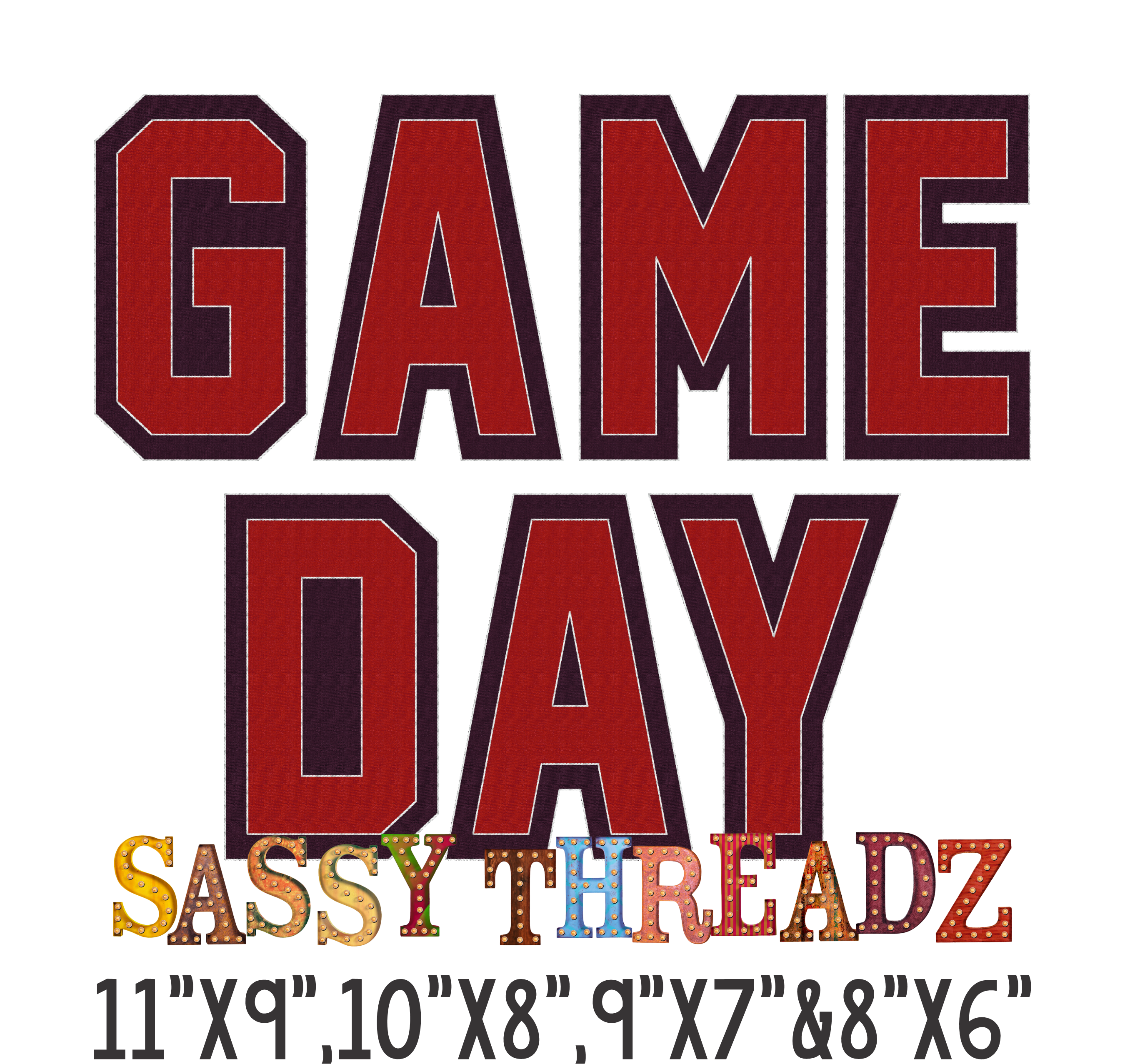 Game Day Athletic Double Stacked Embroidery Download - Sassy Threadz