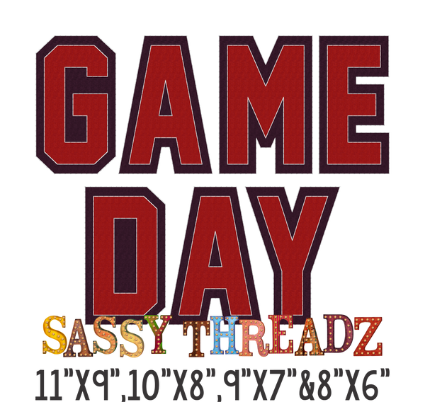 Game Day Athletic Double Stacked Embroidery Download - Sassy Threadz