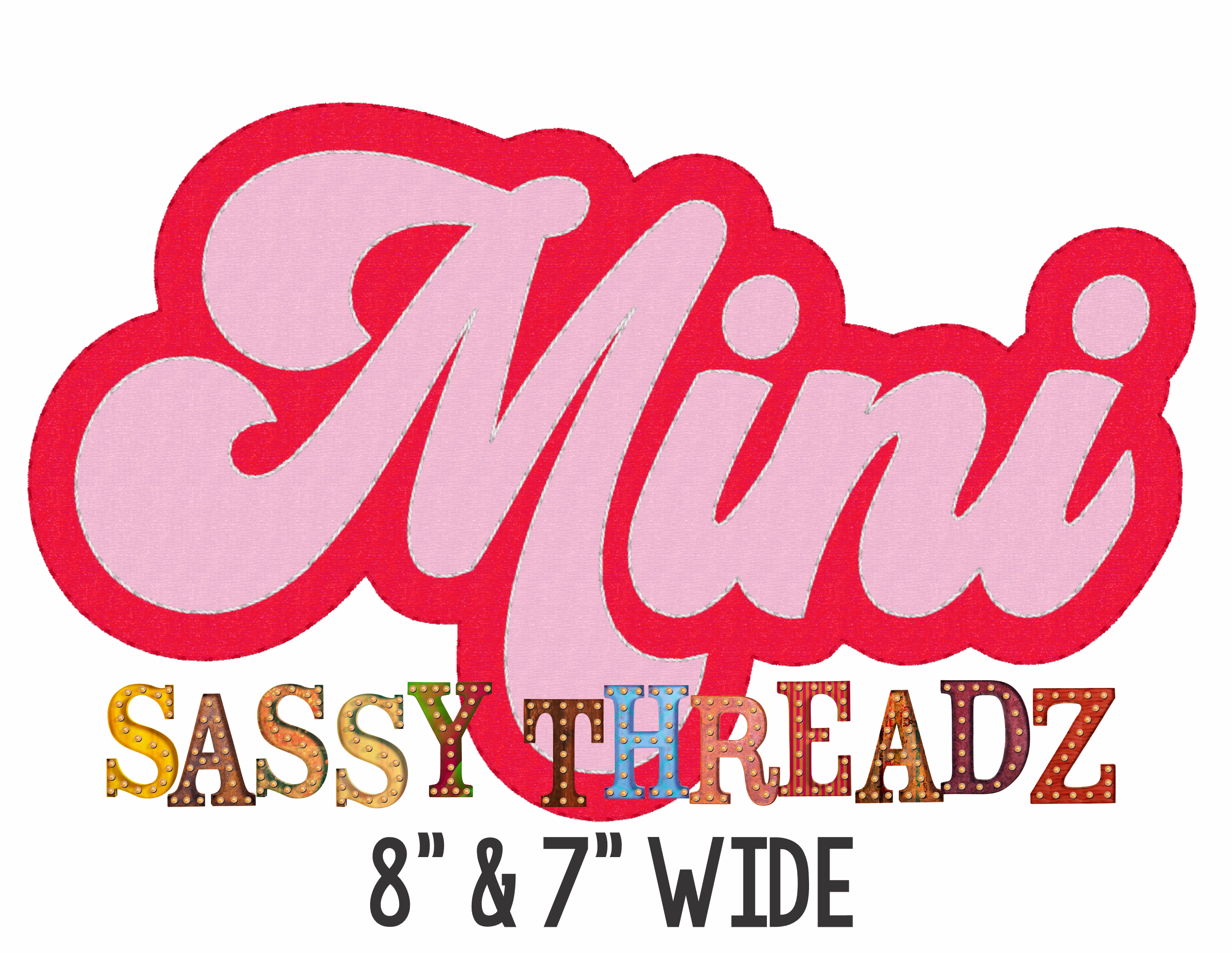 Retro Mini Zig Zag and Bean Stitch Script Stacked Embroidery Download - Sassy Threadz