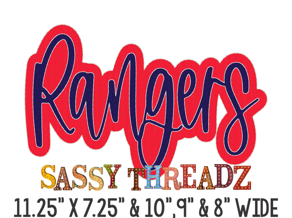 Rangers Script Stacked Embroidery Download - Sassy Threadz