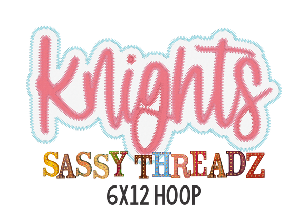 Knights Zig Zag Script Stacked Embroidery Download - Sassy Threadz
