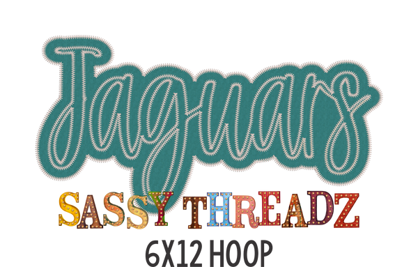 Jaguars Zig Zag Script Stacked Embroidery Download - Sassy Threadz