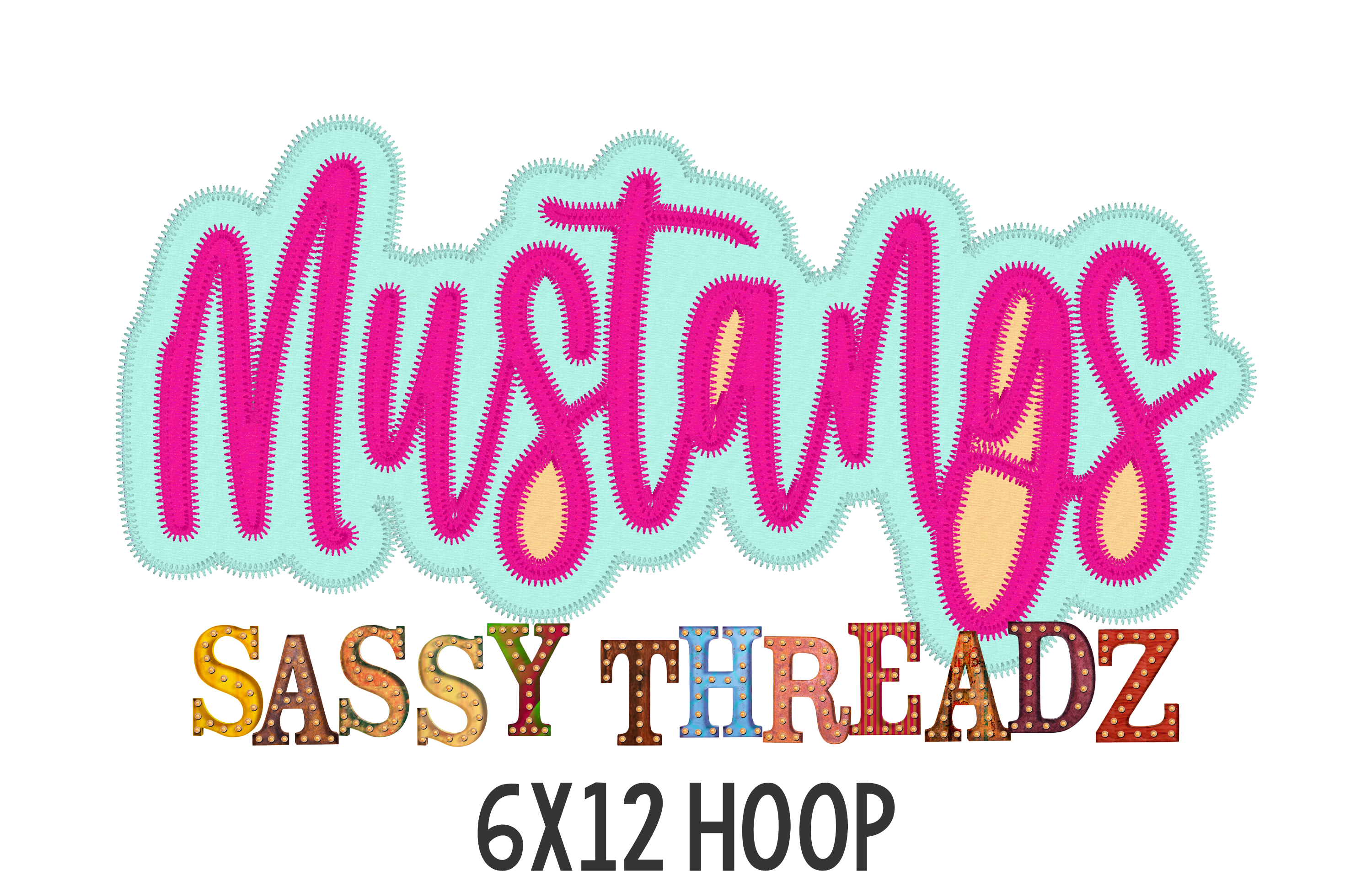 Mustangs Zig Zag Script Stacked Embroidery Download - Sassy Threadz