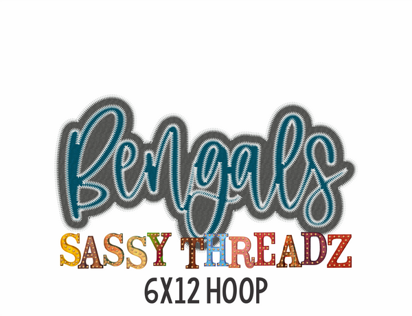 Bengals Zig Zag Script Stacked Embroidery Download - Sassy Threadz